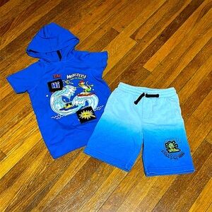 365 Kids Two-Piece Outfit, Surfing Monsters, Sz 7